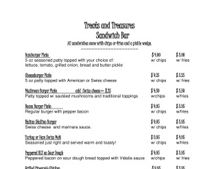 View Treats & Treasures Menu